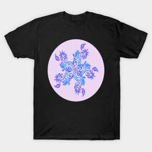 Purple Floral Decoration Abstract Silhouette Art T-Shirt